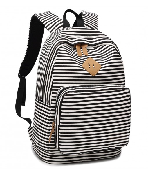 Striped Canvas Backpack Girls School Bag ...